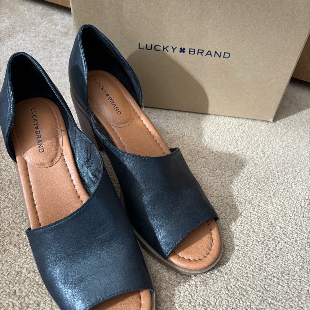 Lucky Brand Women's Black Leather Mules